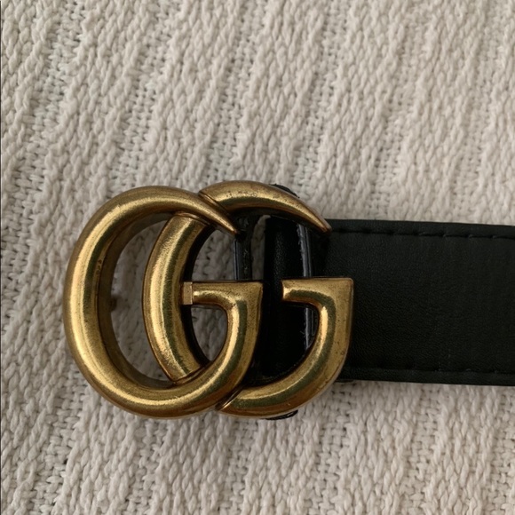 Black brass buckle belt sz M - Picture 2 of 10
